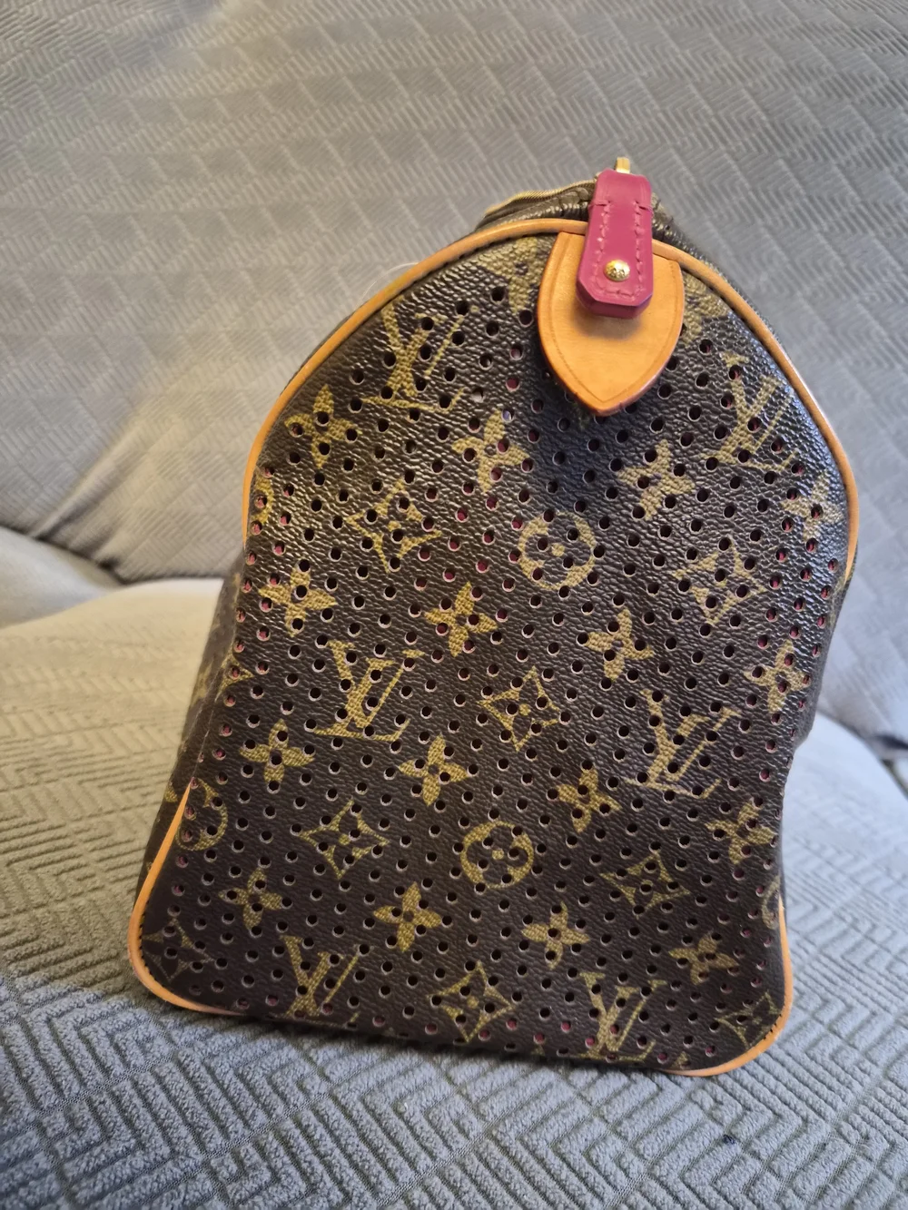 Louis Vuitton Brown Monogram Perforated Speedy with Tan Trim